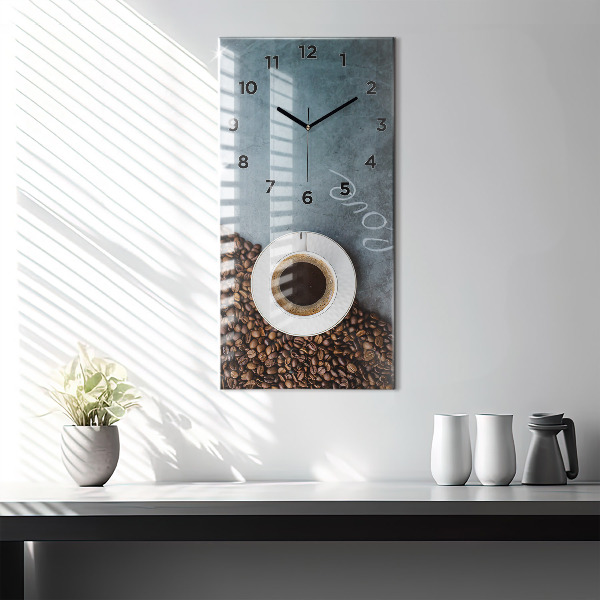 Orologio verticale in vetro Una tazza di caffè