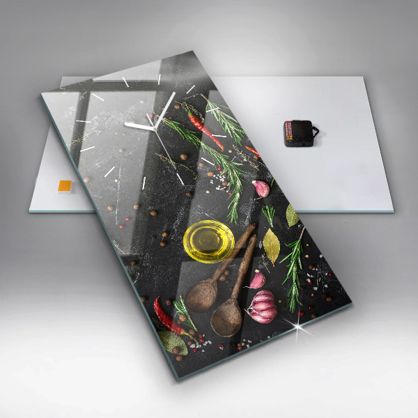 Orologio verticale in vetro Spezie sul bancone