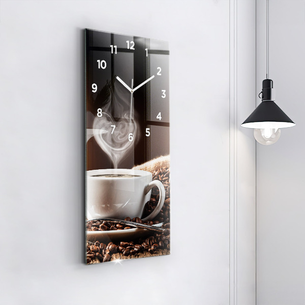 Orologio verticale in vetro Una tazza di caffè