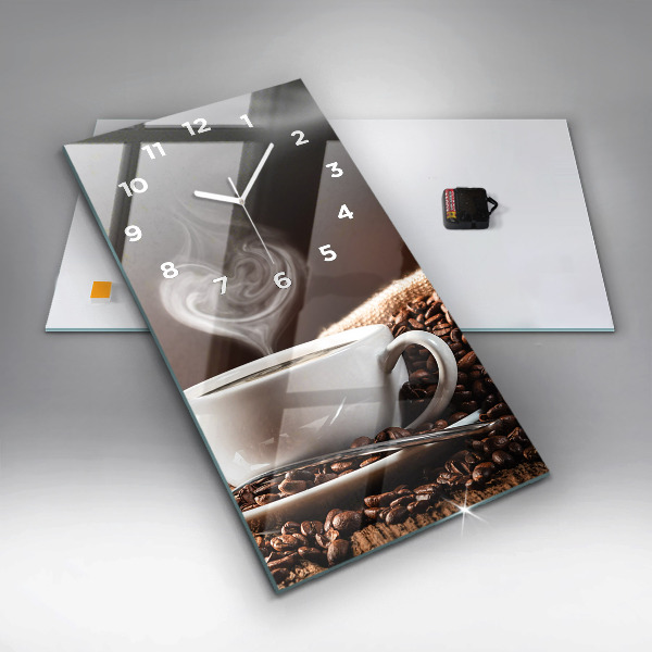 Orologio verticale in vetro Una tazza di caffè