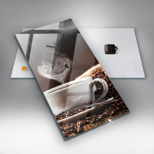 Orologio verticale in vetro Una tazza di caffè