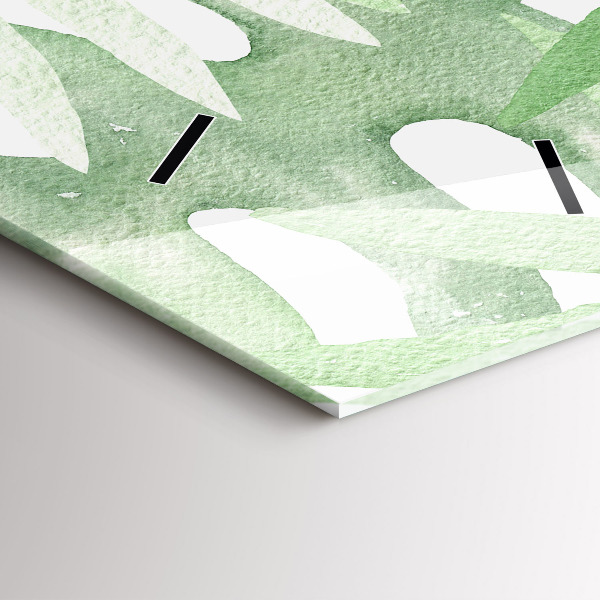 Orologio verticale in vetro Foglie verdi