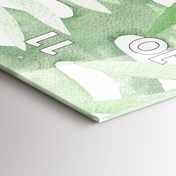 Orologio verticale in vetro Foglie verdi