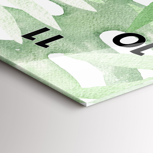 Orologio verticale in vetro Foglie verdi