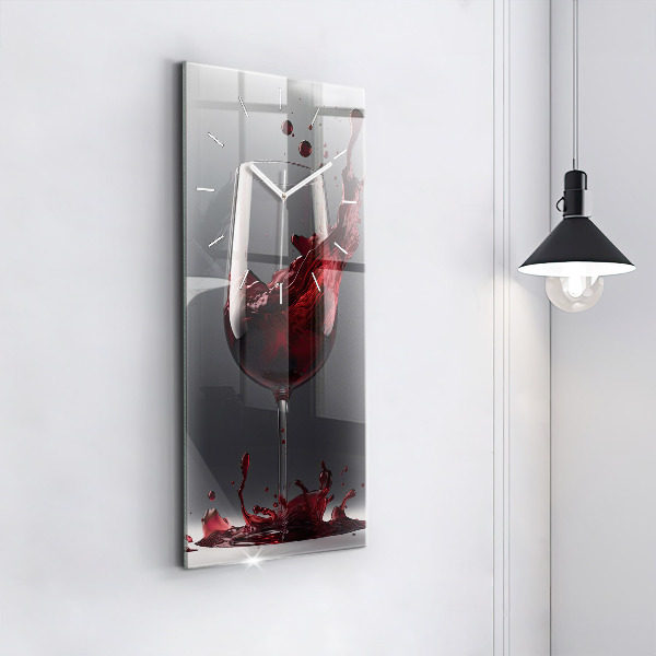 Orologio verticale in vetro Un bicchiere di vino rosso