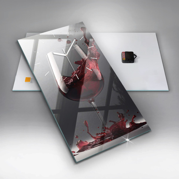 Orologio verticale in vetro Un bicchiere di vino rosso