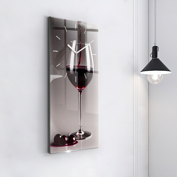 Orologio verticale in vetro Un bicchiere di vino rosso