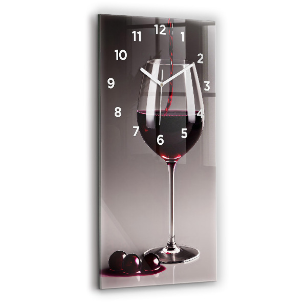 Orologio verticale in vetro Un bicchiere di vino rosso