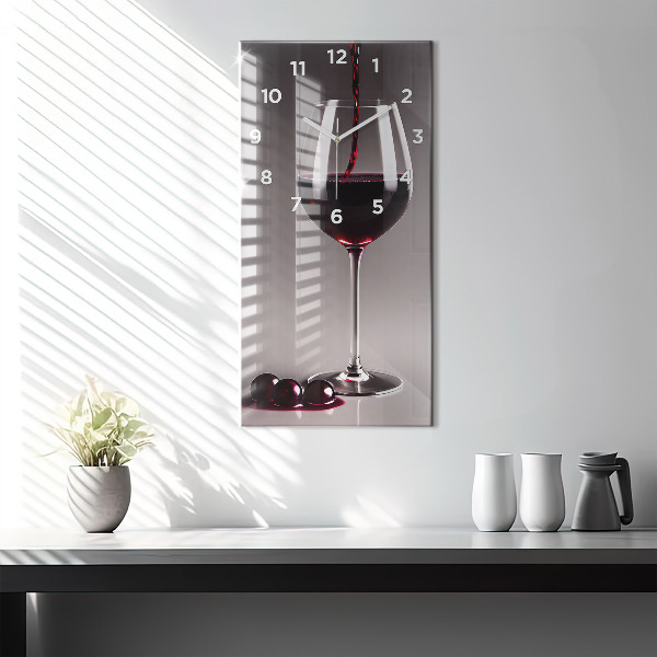 Orologio verticale in vetro Un bicchiere di vino rosso