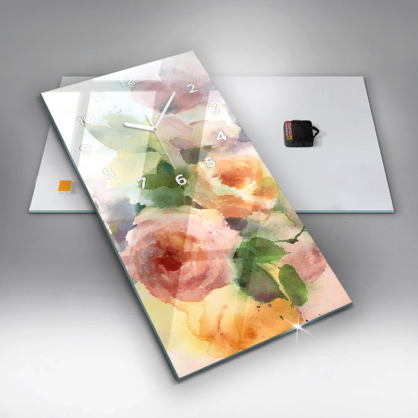 Orologio verticale Rose in un vaso acquerello