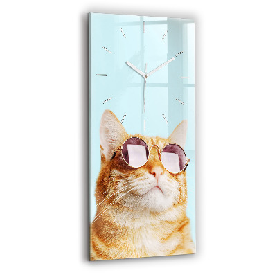 Orologio verticale Gatto divertente con gli occhiali