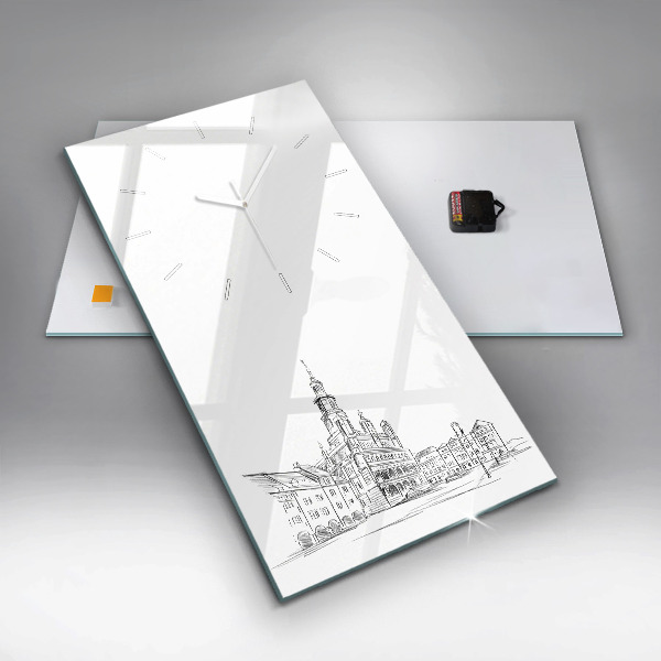 Orologio verticale Schizzo della città vecchia di Poznań