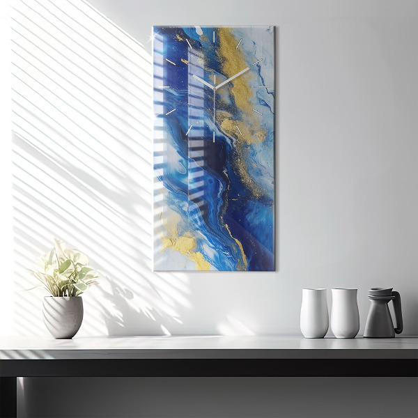 Orologio verticale in vetro Marmo blu