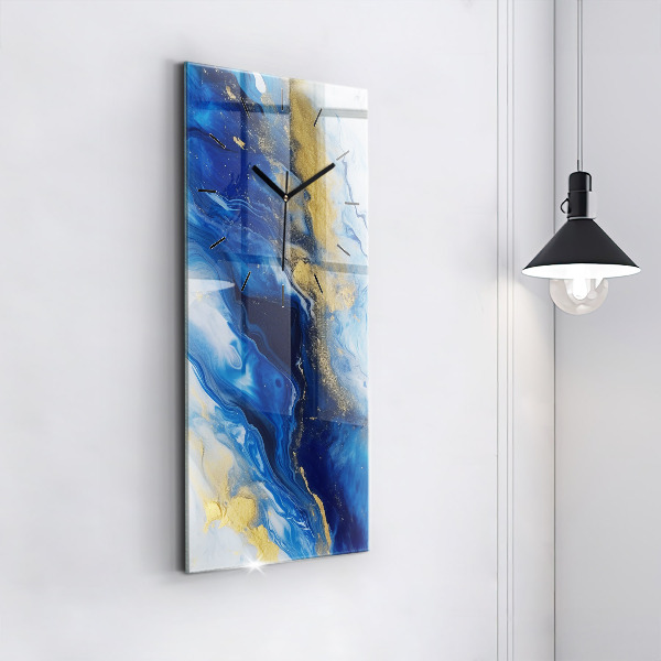 Orologio verticale in vetro Marmo blu