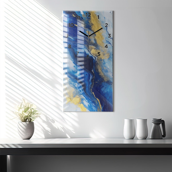 Orologio verticale in vetro Marmo blu