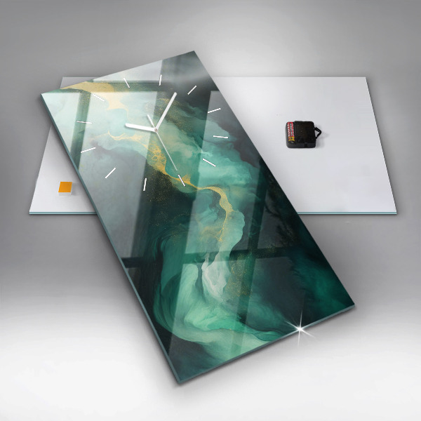 Orologio verticale in vetro Marmo verde