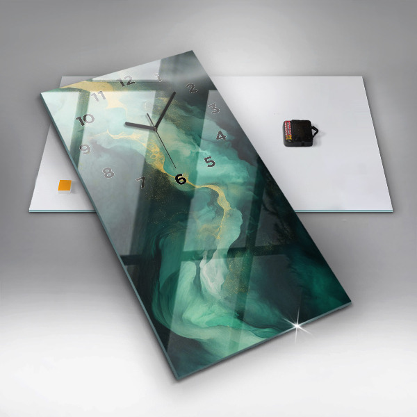 Orologio verticale in vetro Marmo verde