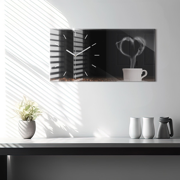 Orologio rettangolare Una tazza di caffè caldo