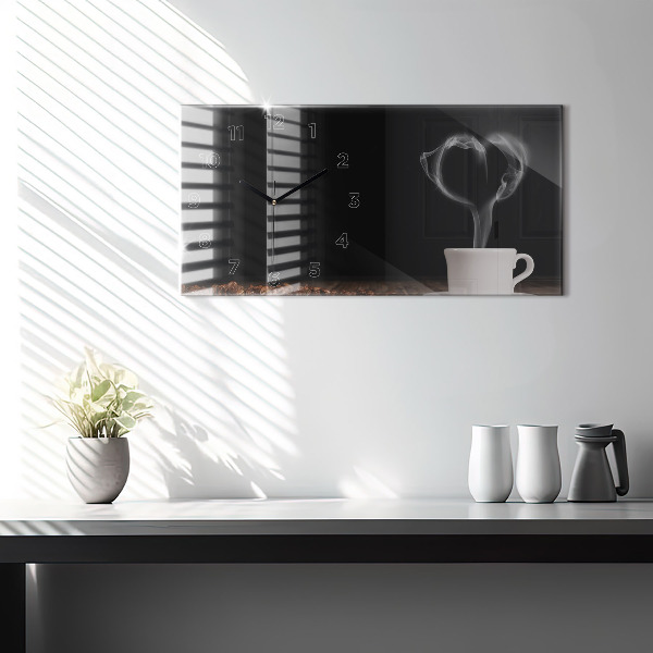 Orologio rettangolare Una tazza di caffè caldo