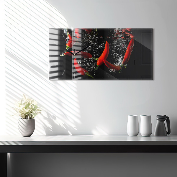 Orologio rettangolare Peperoni in acqua