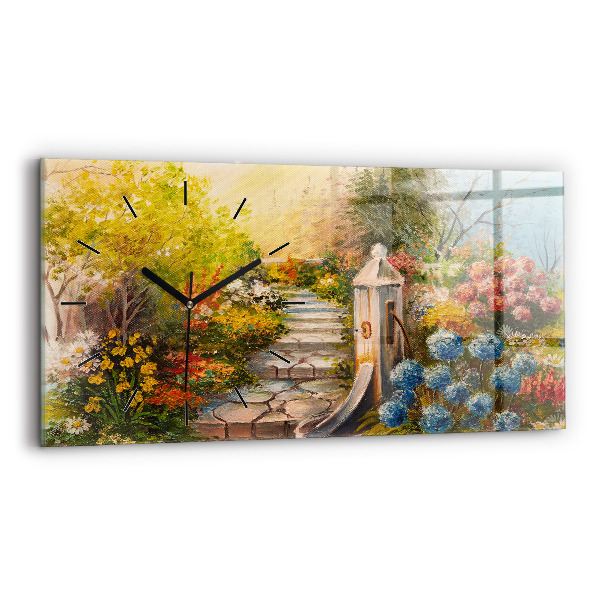 Orologio rettangolare Composizione dell'olio nella foresta