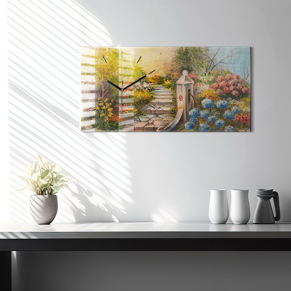 Orologio rettangolare Composizione dell'olio nella foresta