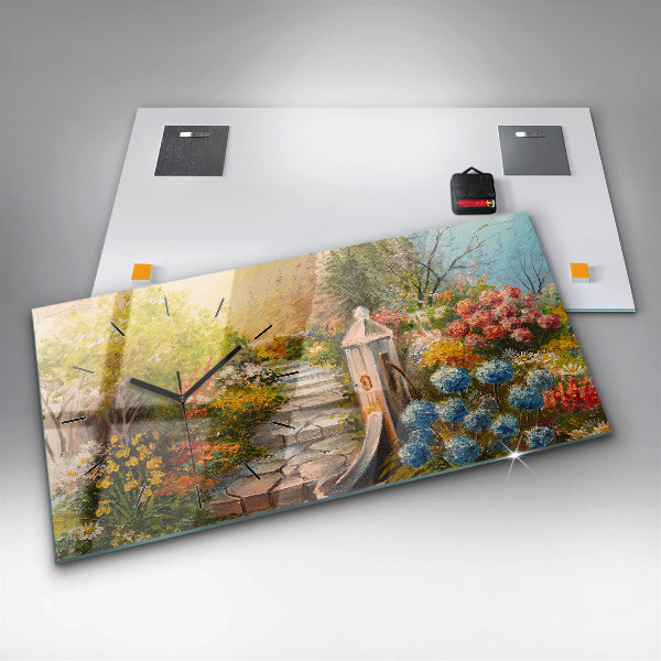 Orologio rettangolare Composizione dell'olio nella foresta