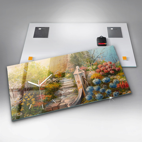 Orologio rettangolare Composizione dell'olio nella foresta