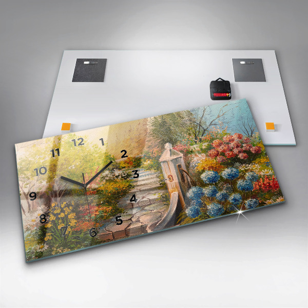 Orologio rettangolare Composizione dell'olio nella foresta