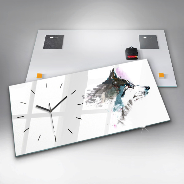 Orologio rettangolare Profilo del lupo dipinto
