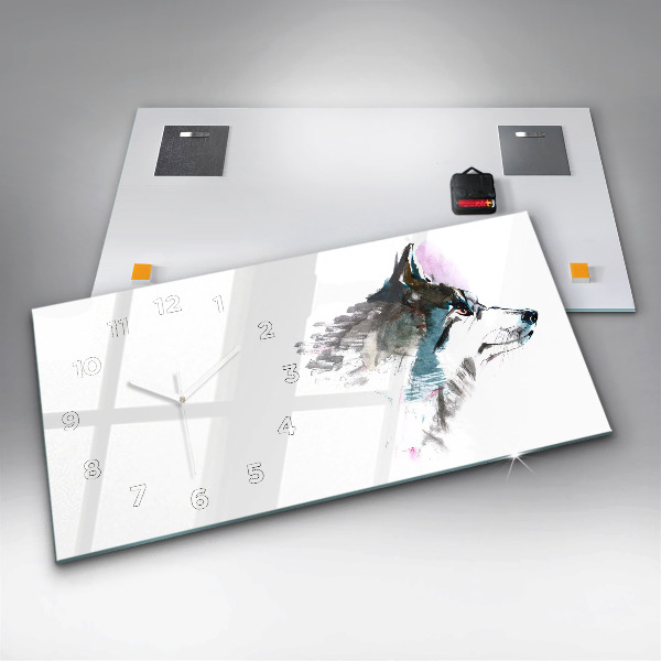 Orologio rettangolare Profilo del lupo dipinto