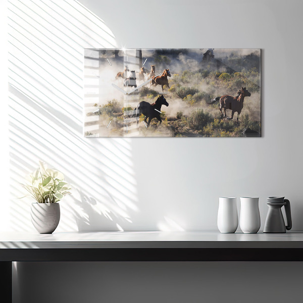 Orologio rettangolare Una mandria di cavalli in corsa