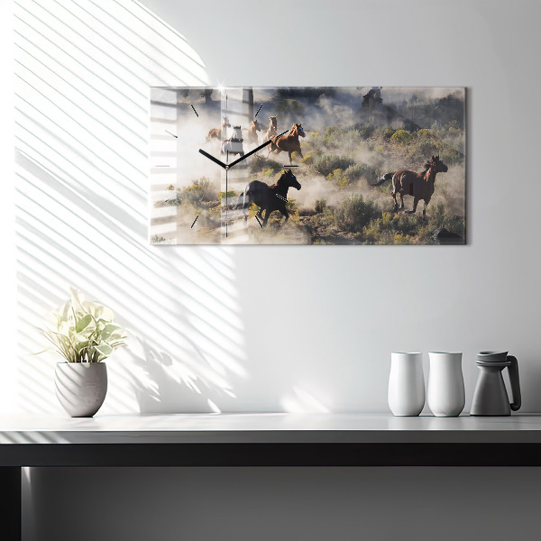 Orologio rettangolare Una mandria di cavalli in corsa