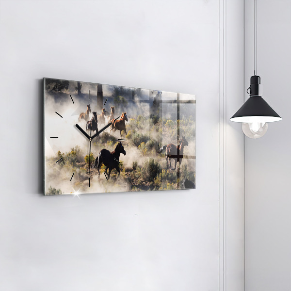 Orologio rettangolare Una mandria di cavalli in corsa