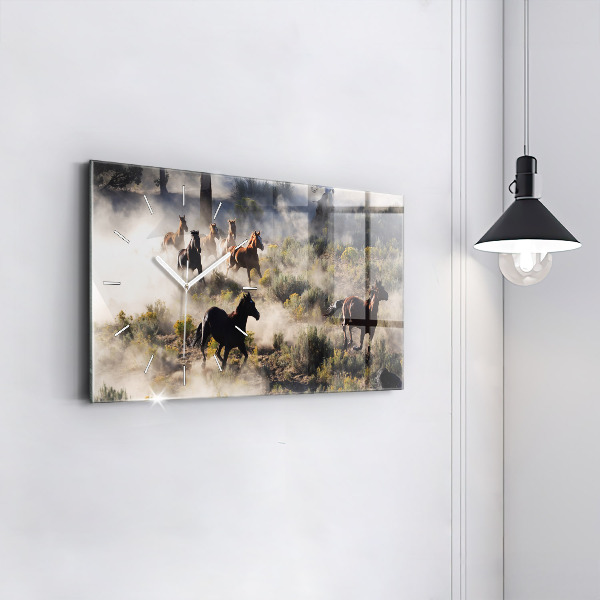 Orologio rettangolare Una mandria di cavalli in corsa