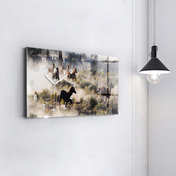 Orologio rettangolare Una mandria di cavalli in corsa