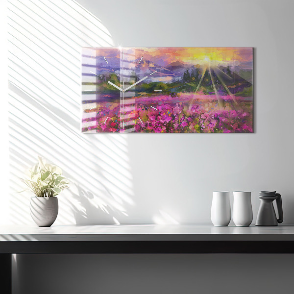 Orologio rettangolare Prato al tramonto