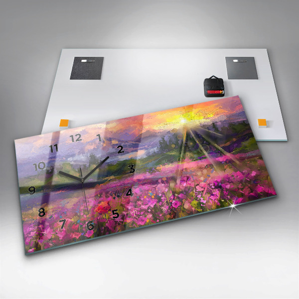 Orologio rettangolare Prato al tramonto