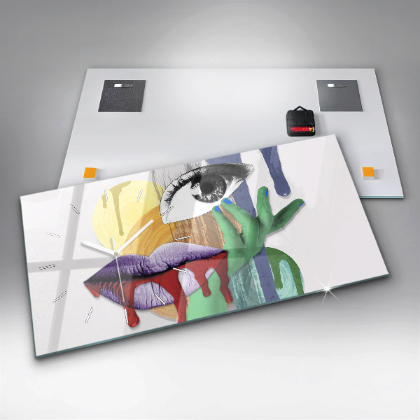 Orologio rettangolare collage surrealista