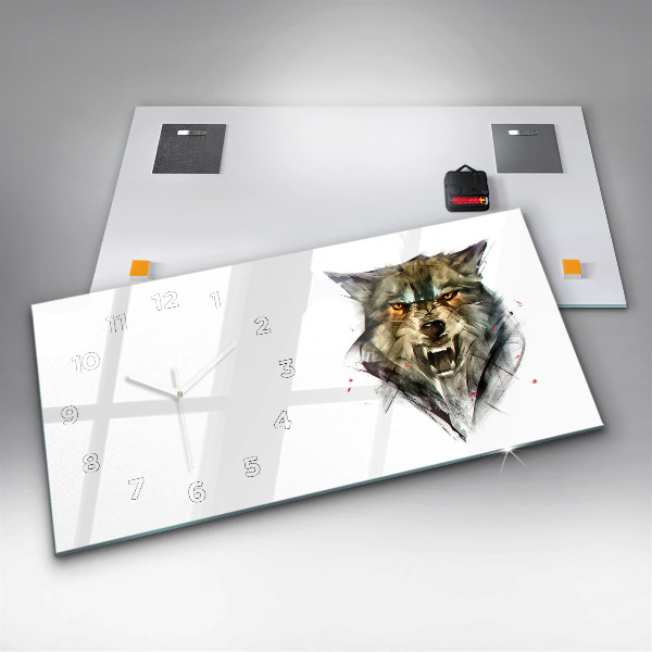 Orologio rettangolare Ritratto disegnato di un lupo
