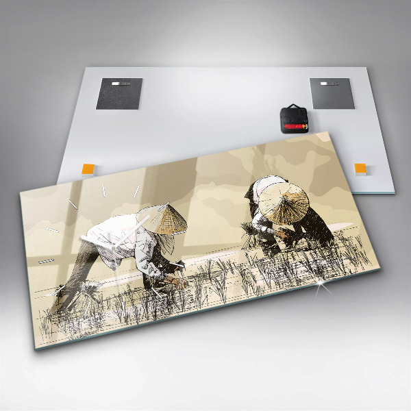 Orologio rettangolare Donna che raccoglie il riso