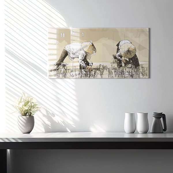 Orologio rettangolare Donna che raccoglie il riso