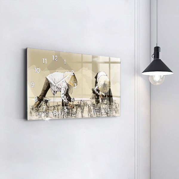 Orologio rettangolare Donna che raccoglie il riso