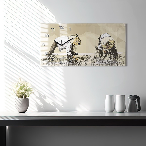 Orologio rettangolare Donna che raccoglie il riso