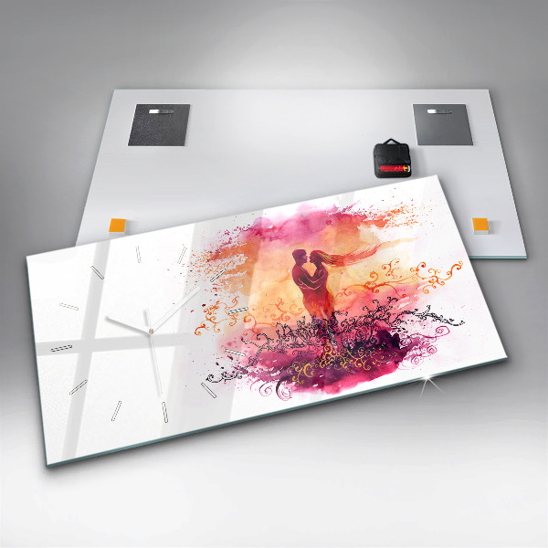 Orologio rettangolare Coppia innamorata ad acquerello