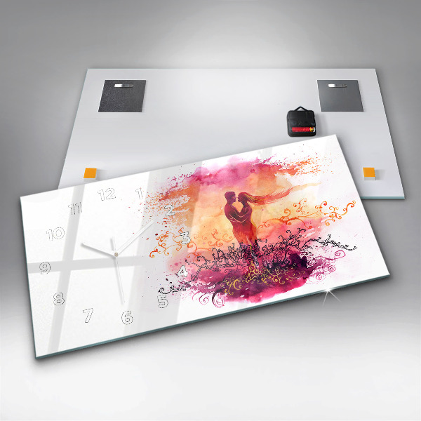 Orologio rettangolare Coppia innamorata ad acquerello