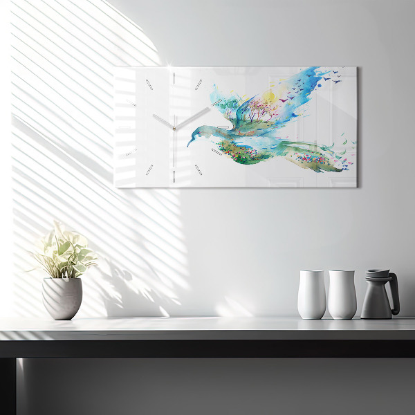 Orologio rettangolare Astrazione di uccello e primavera