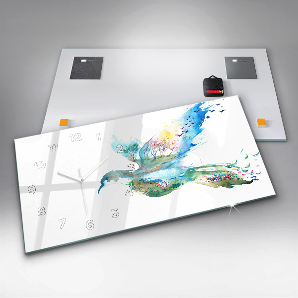 Orologio rettangolare Astrazione di uccello e primavera