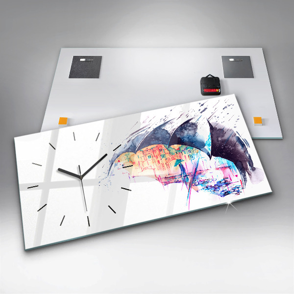 Orologio rettangolare Ombrello antipioggia e città