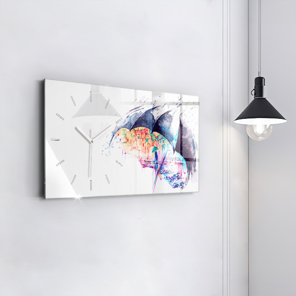 Orologio rettangolare Ombrello antipioggia e città
